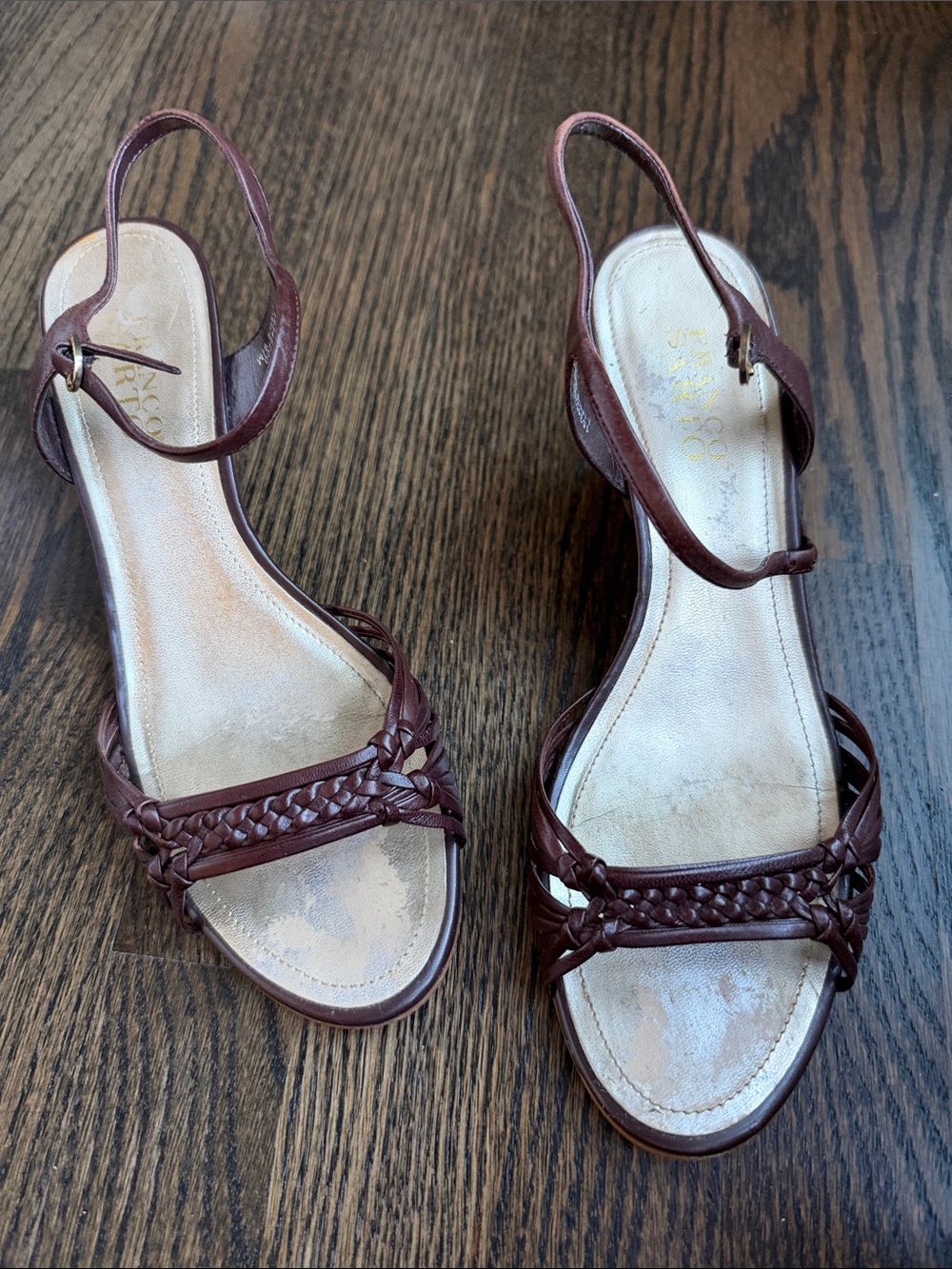 Franco Sarto Genuine Leather Leslie Women’s Braided Slingback Sandals - Brown